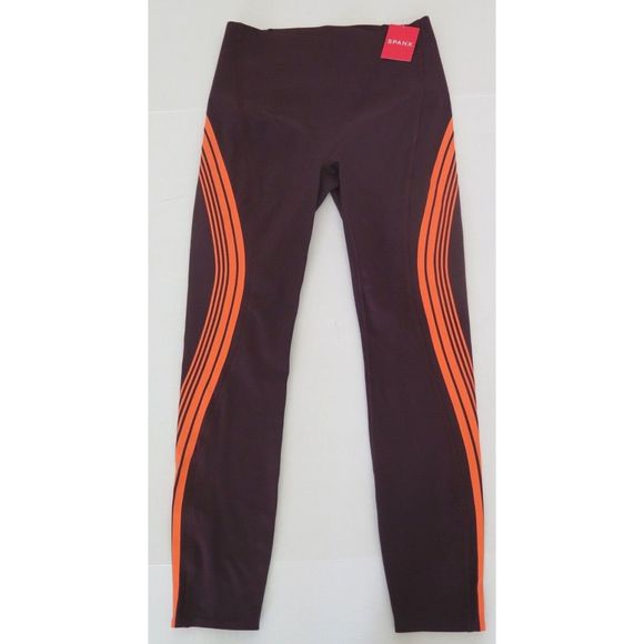 Spanx 50207R Women's Sz L Wine/Orange Contour Stripe 7/8 Leggings $118+ - Picture 5 of 9